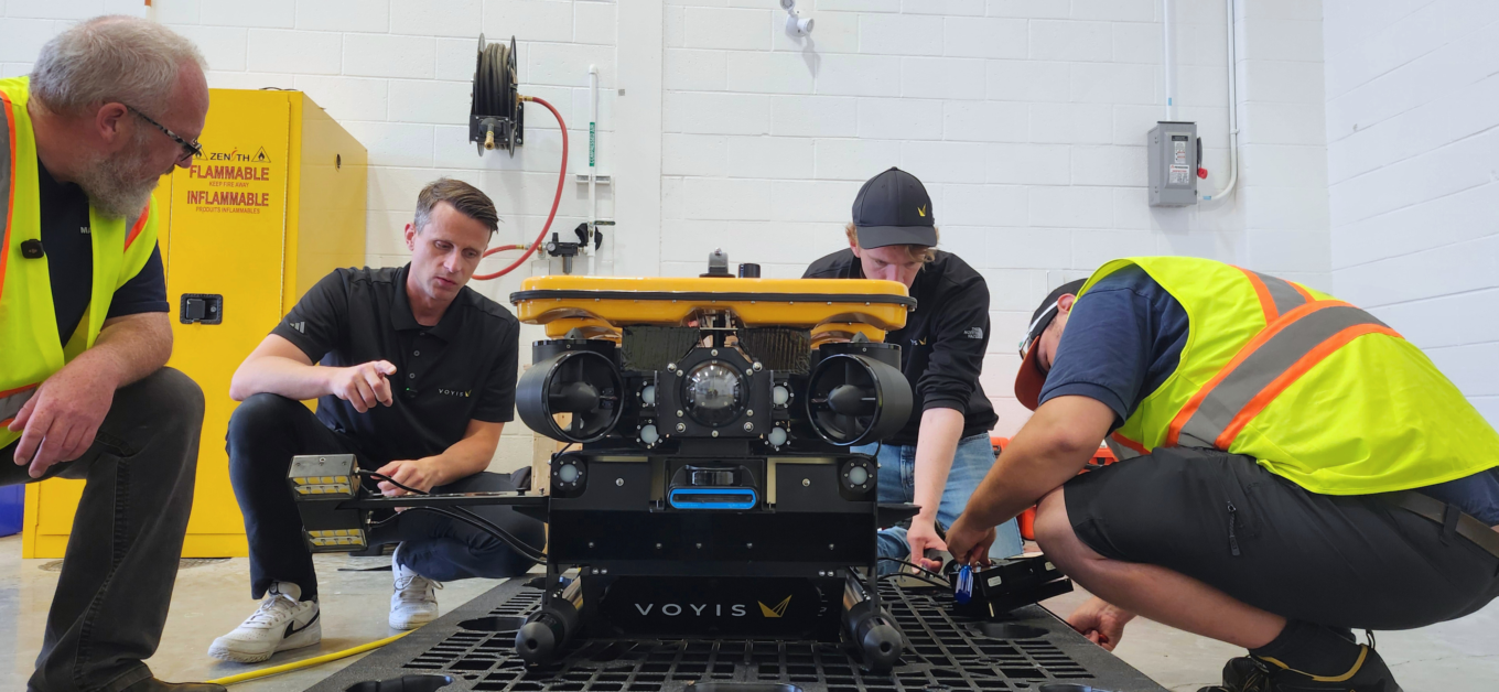 Voyis Support team working with the client on an offshore survey to capture 3D subsea data